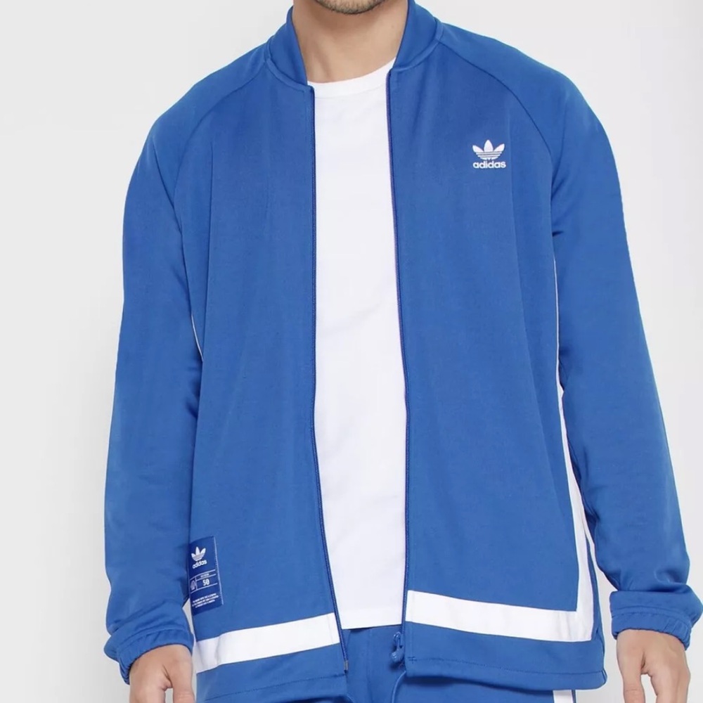 Adidas Men’s Warmup TT Track Jacket Royal Blue and White Size Large NWT